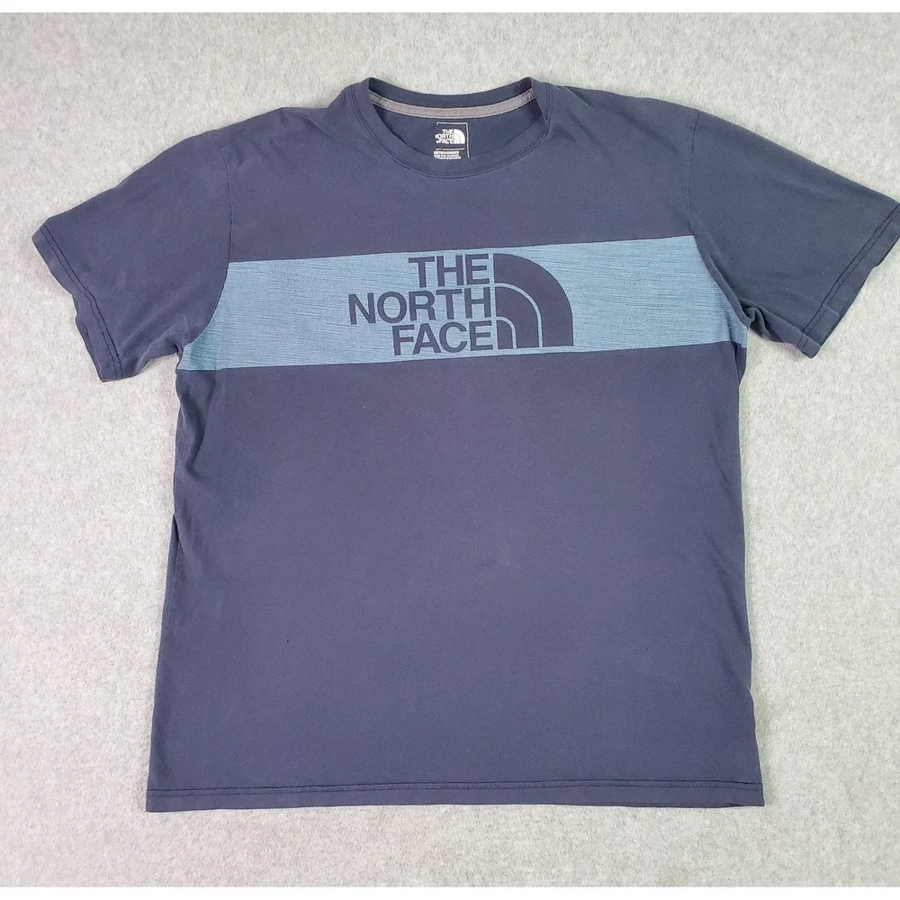 The North Face Shirt Mens XL Blue Logo Graphic Tee Standard Fit Cotton Outdoor